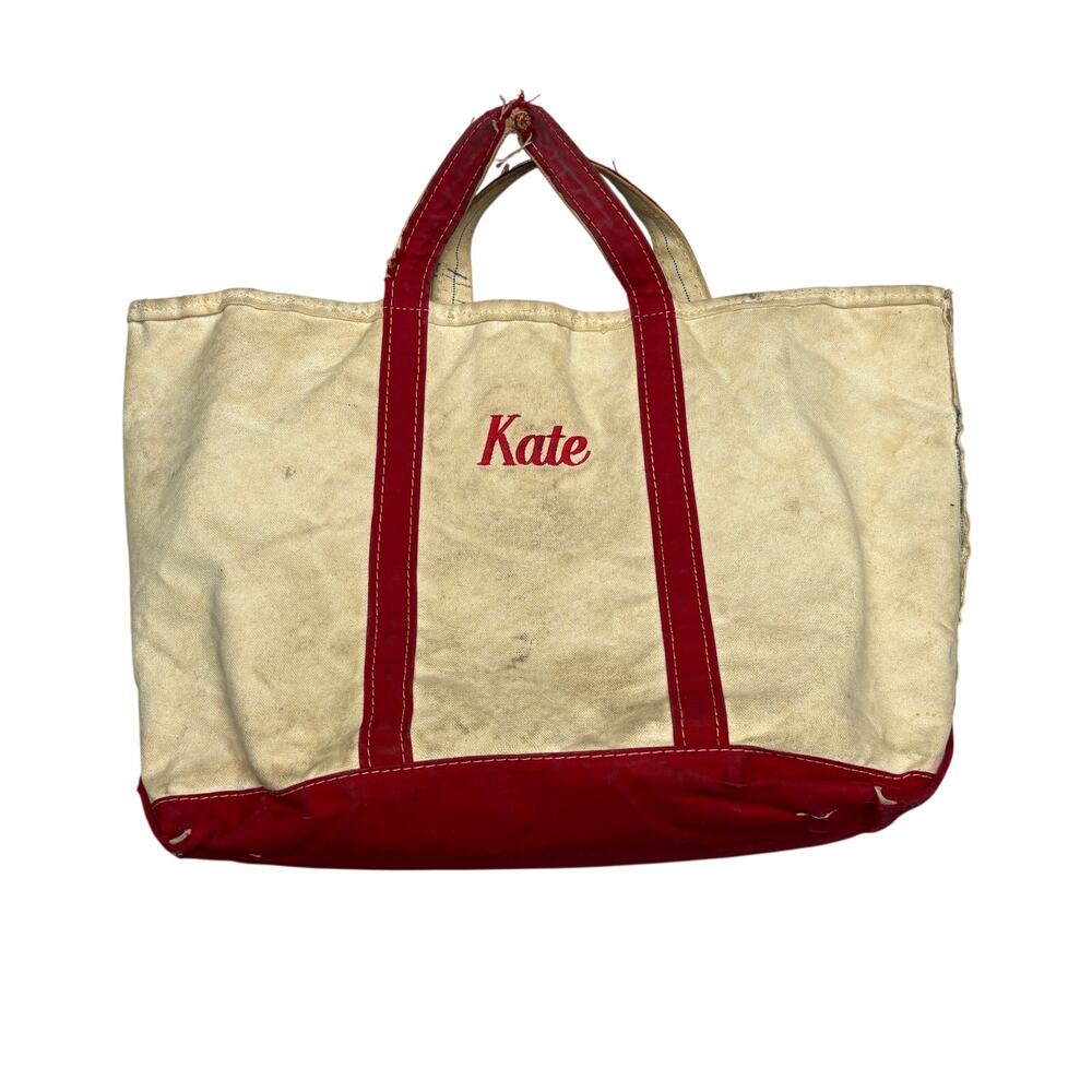 Vintage 80s L.L. Bean Tote Bag Red Large Canvas 21x13 Kate